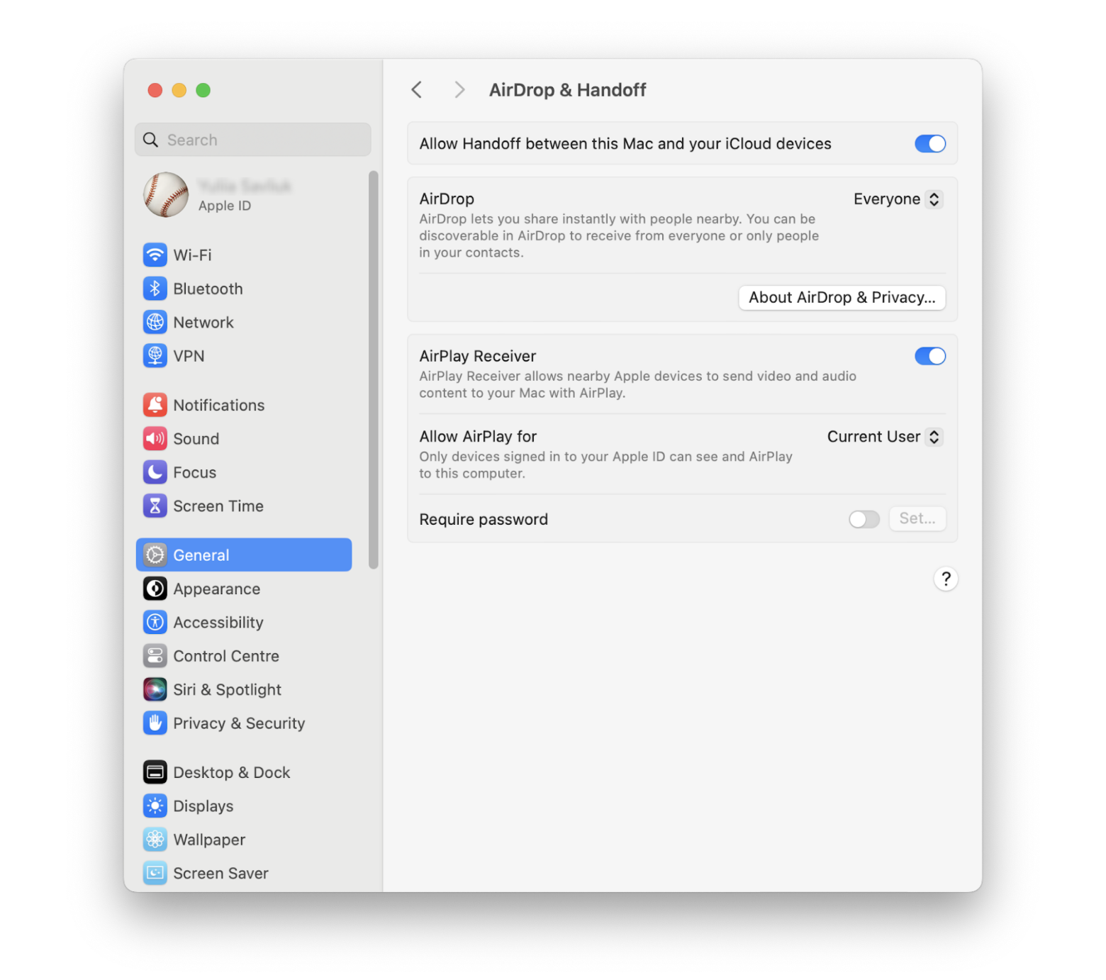 manage Handoff settings on a Mac