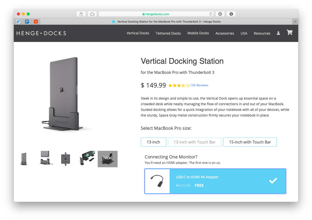 Henge Docks vertical docking station Mac