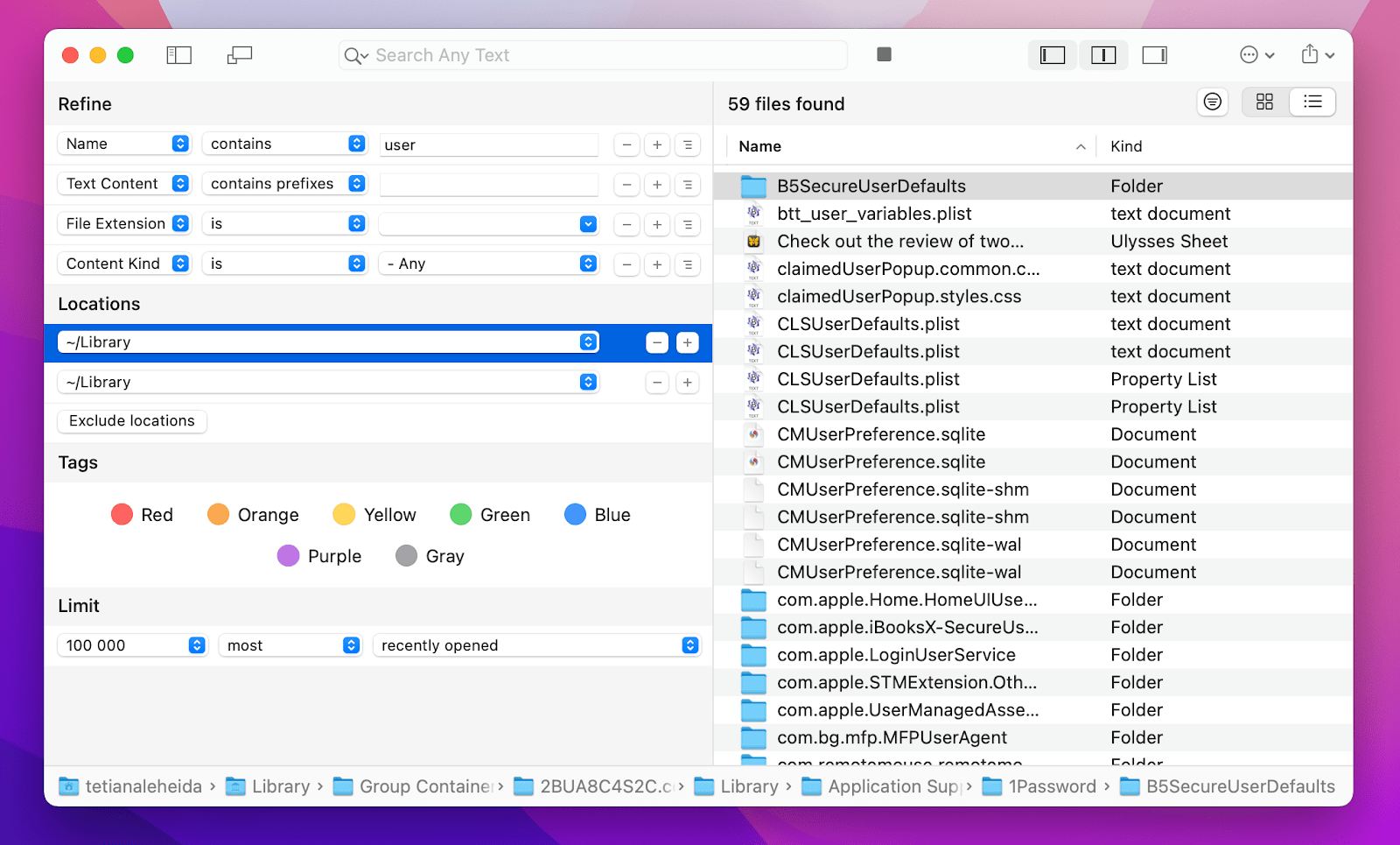 hidden files within library mac os