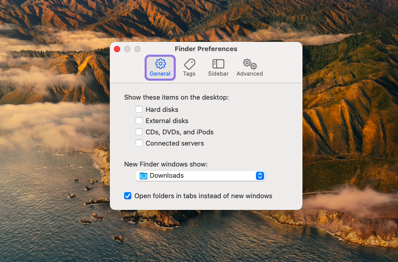 Hide external devices' icons from desktop
