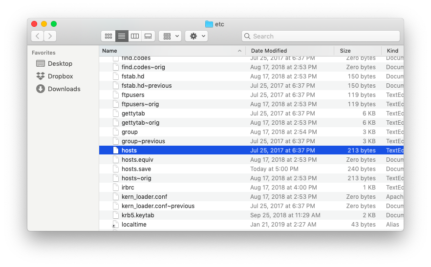 hosts file mac locate