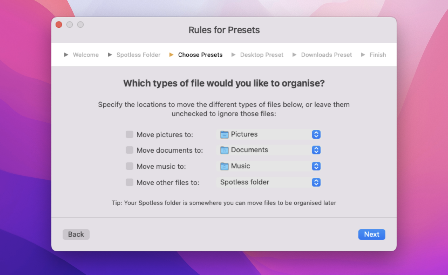 move files on mac with spotless
