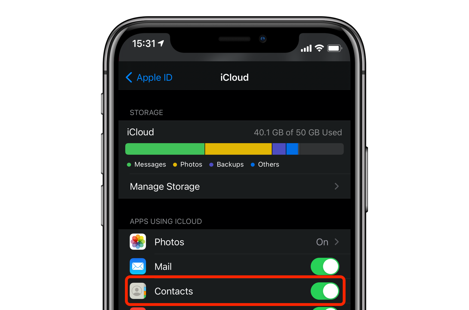 icloud contacts sync