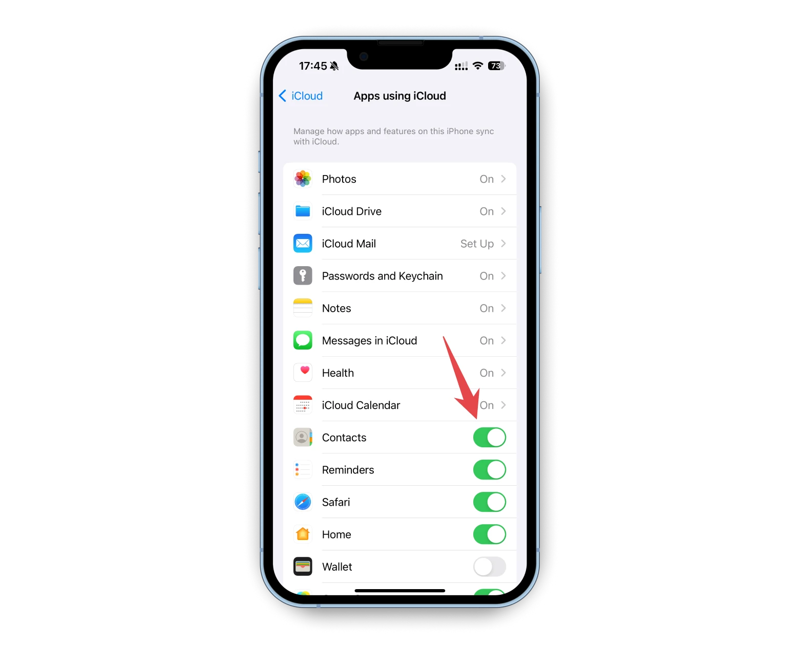 Sync iCloud contacts with iPhone