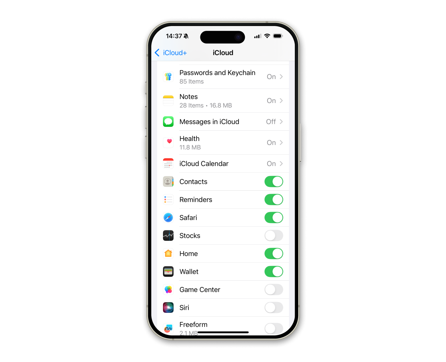 iCloud turn on contacts on iPhone