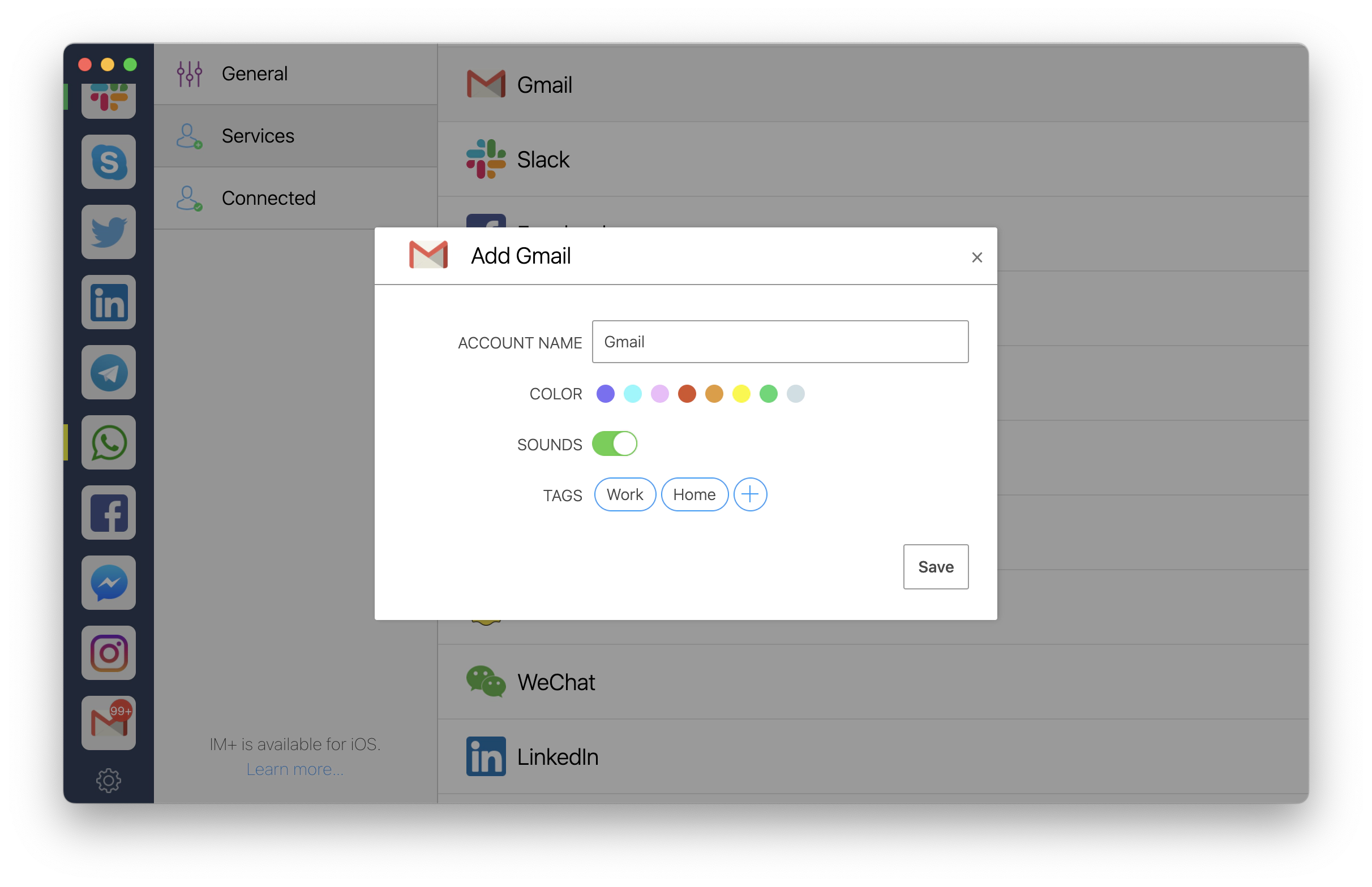 add Gmail account to IM+