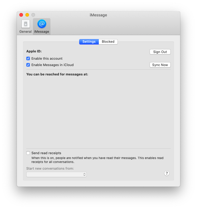 iMessage sign out Mac account