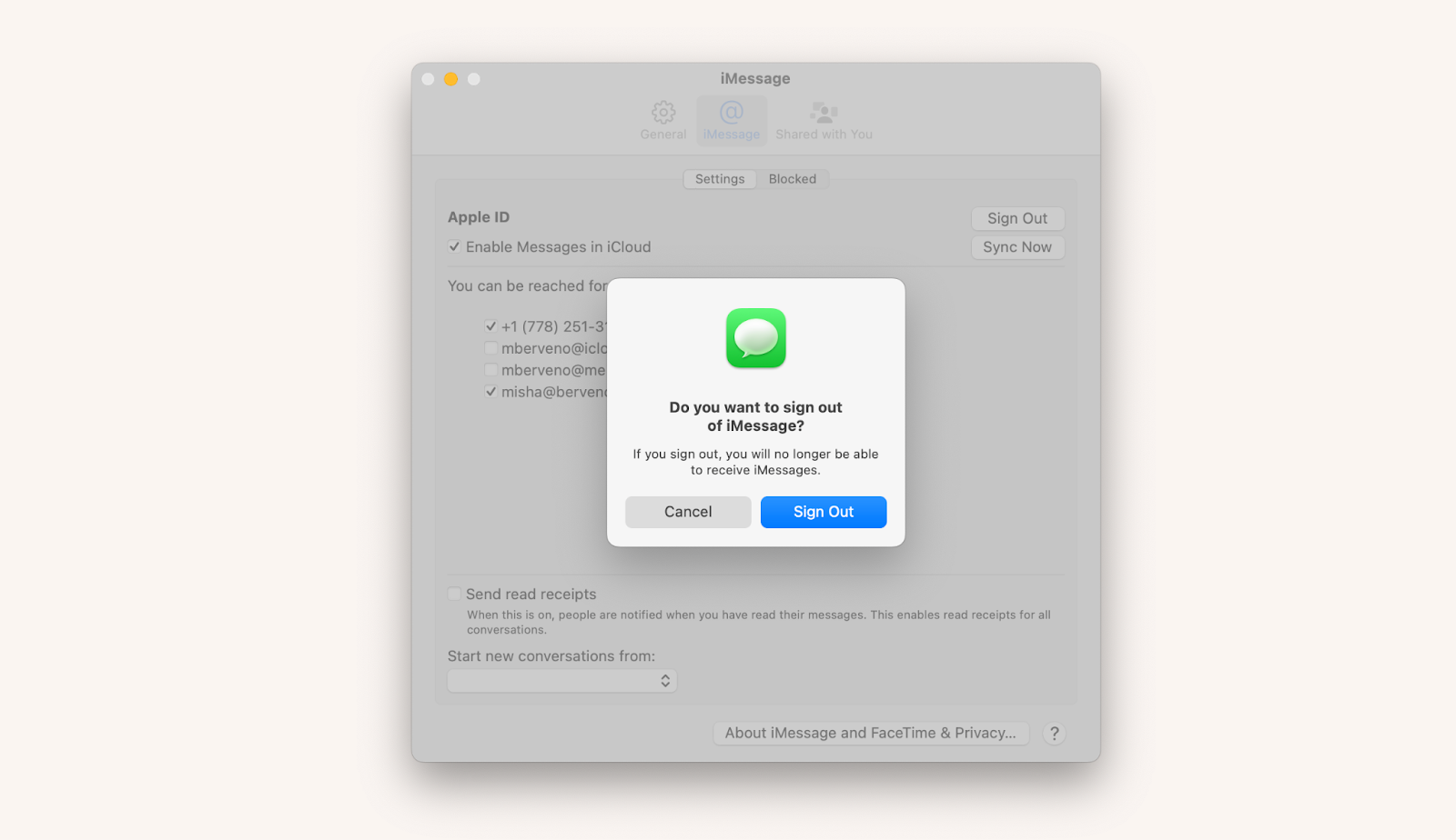 imessage sign out mac
