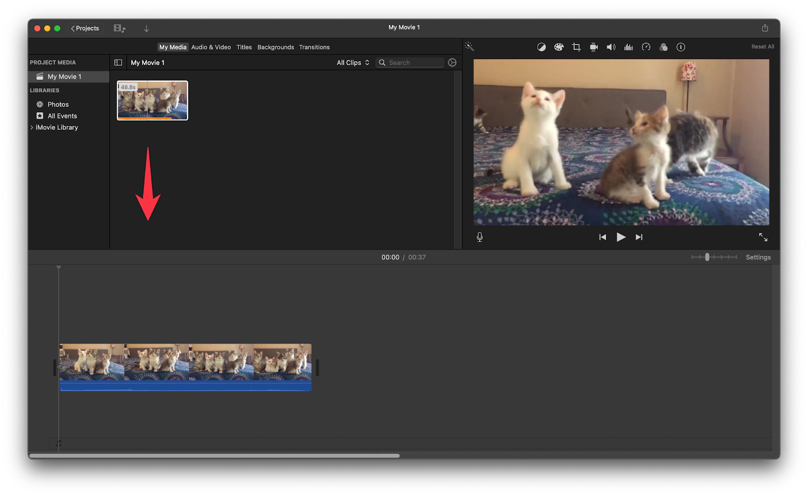 Import video to iMovie