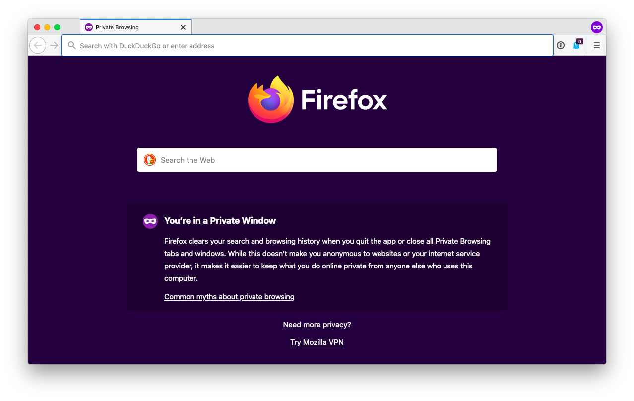 Firefox private browsing