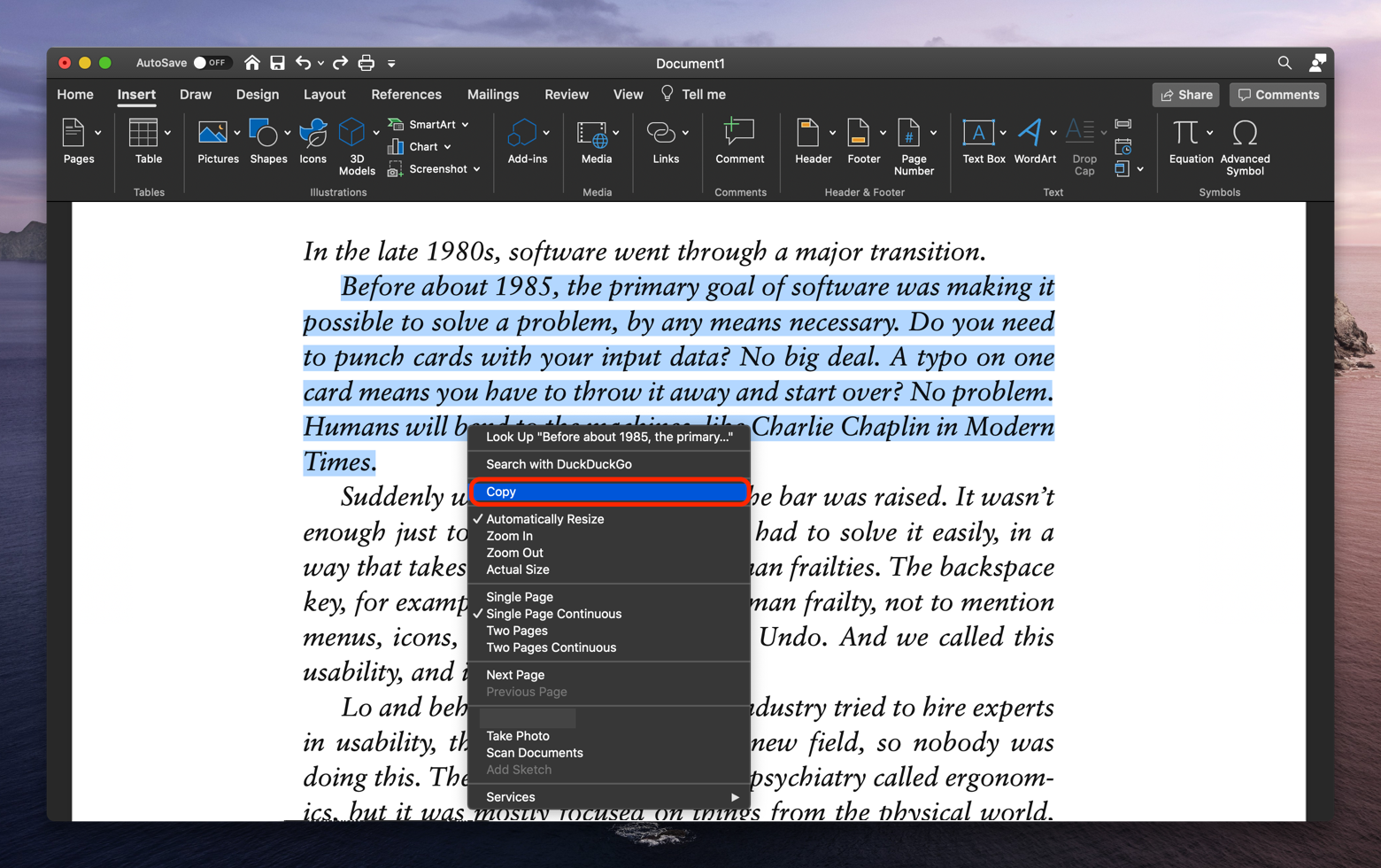 insert pdf into ms word on mac