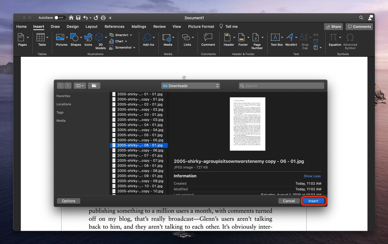 add pdf to word for mac document
