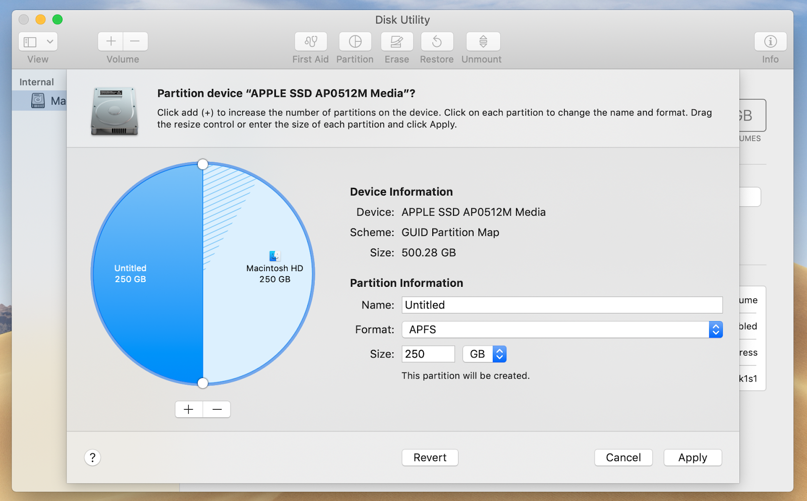 preparing to partition disk mac