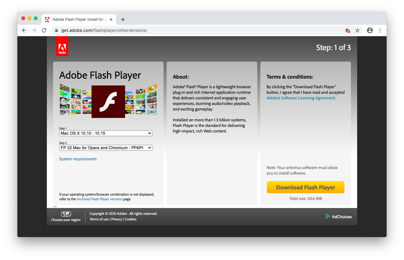adobe flash player plugin for chrome will not load