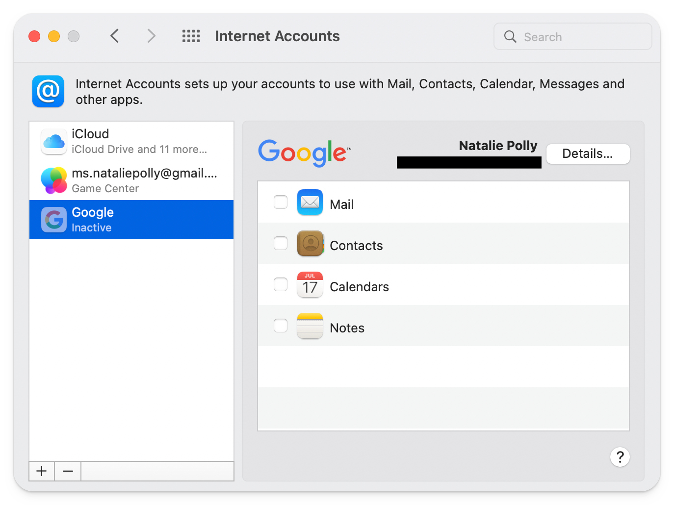 manage Internet Accounts
