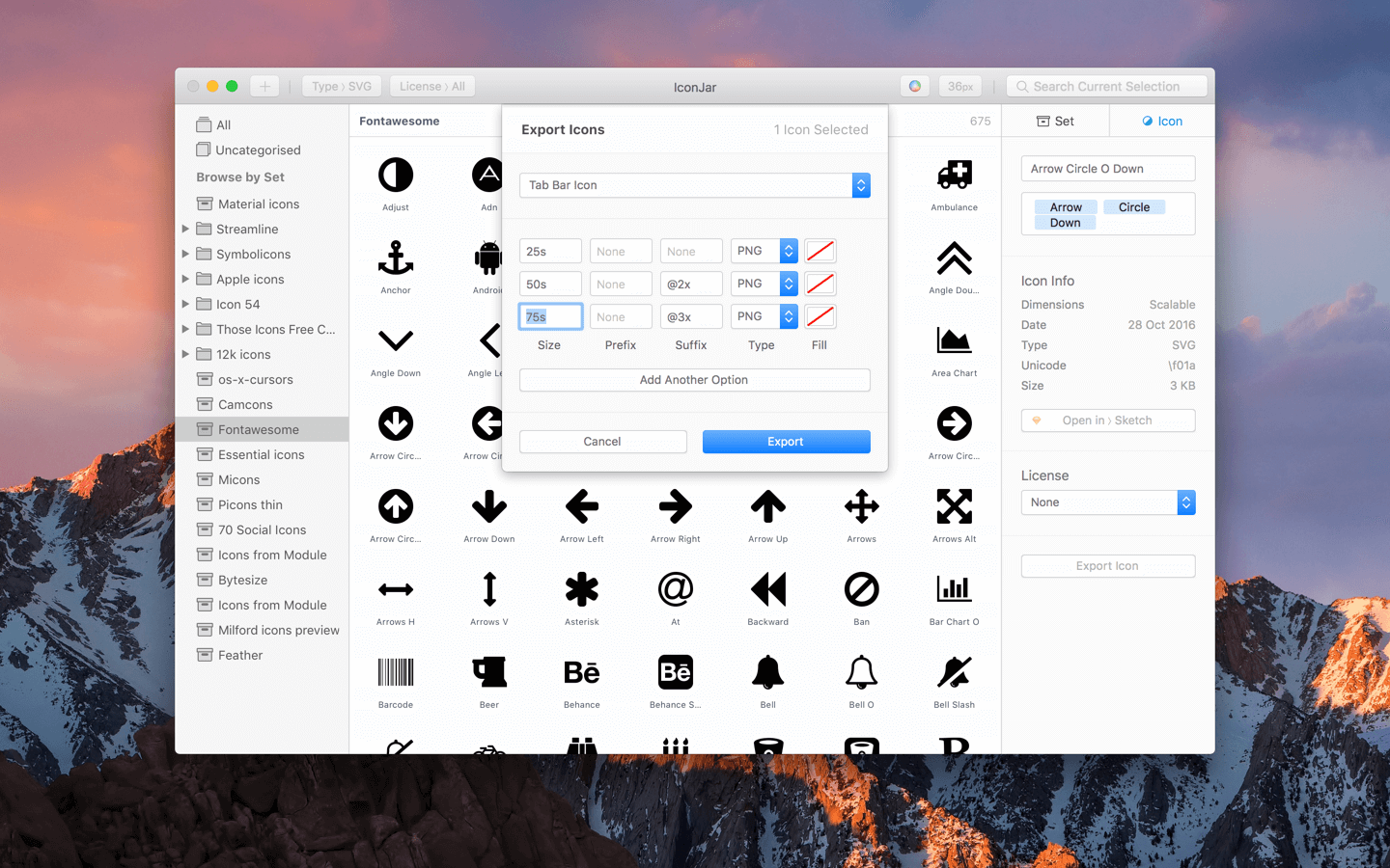 Export icons