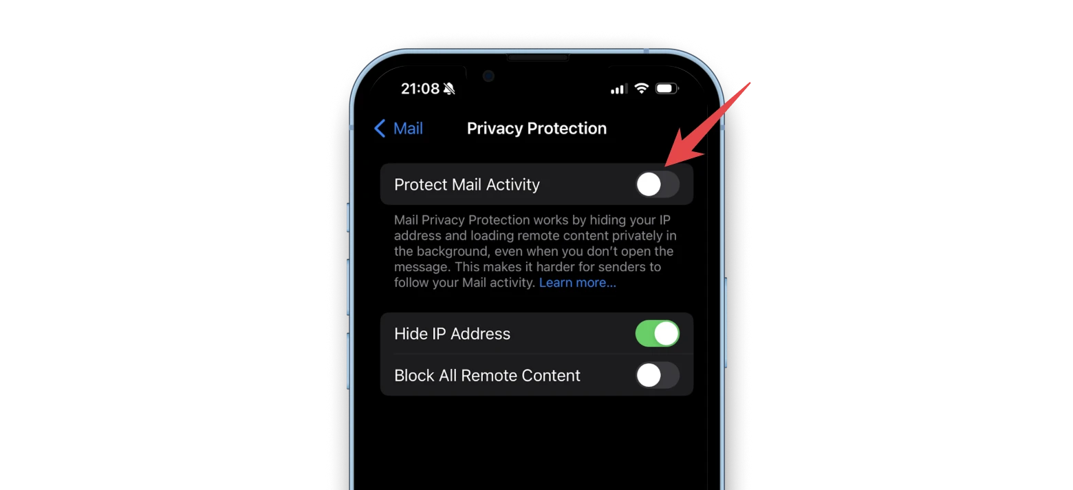 disable Protect Mail Activity