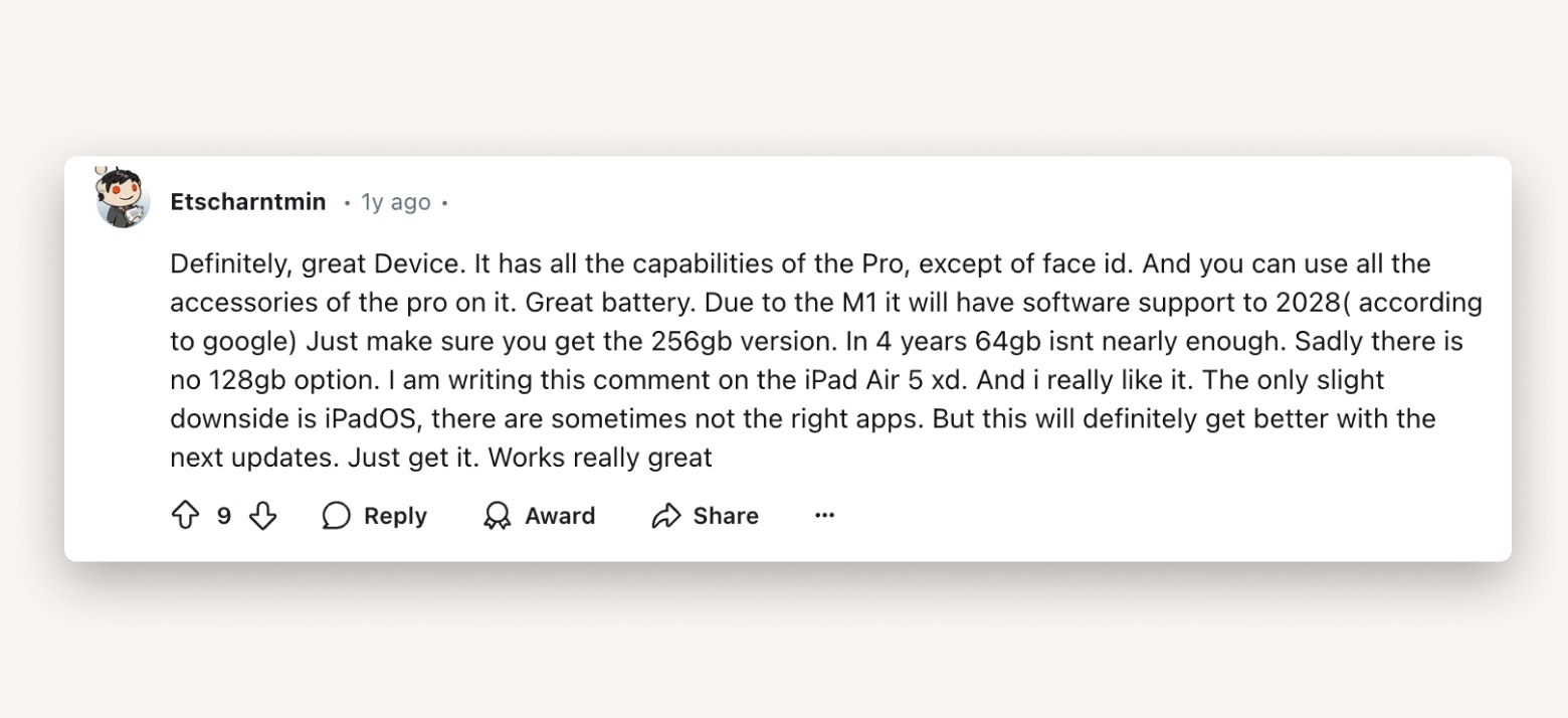 iPad air 5 comment reddit