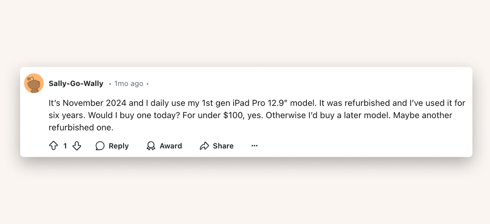 iPad pro 1 comment reddit