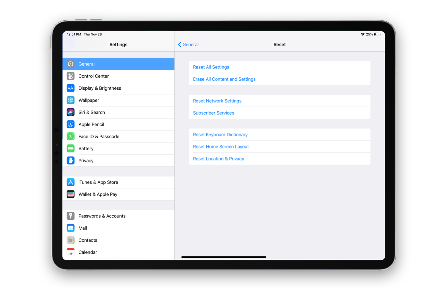 how to reset ipad gen 4