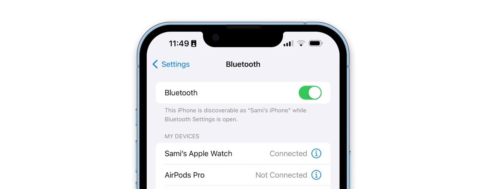 iphone bluetooth settings page 