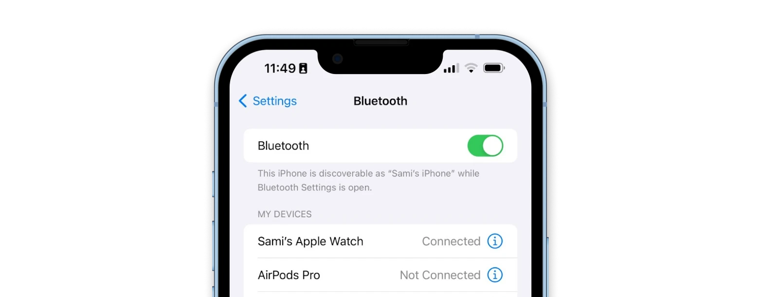 iphone bluetooth settings page 
