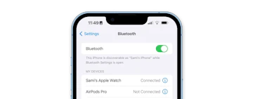 iphone bluetooth settings page