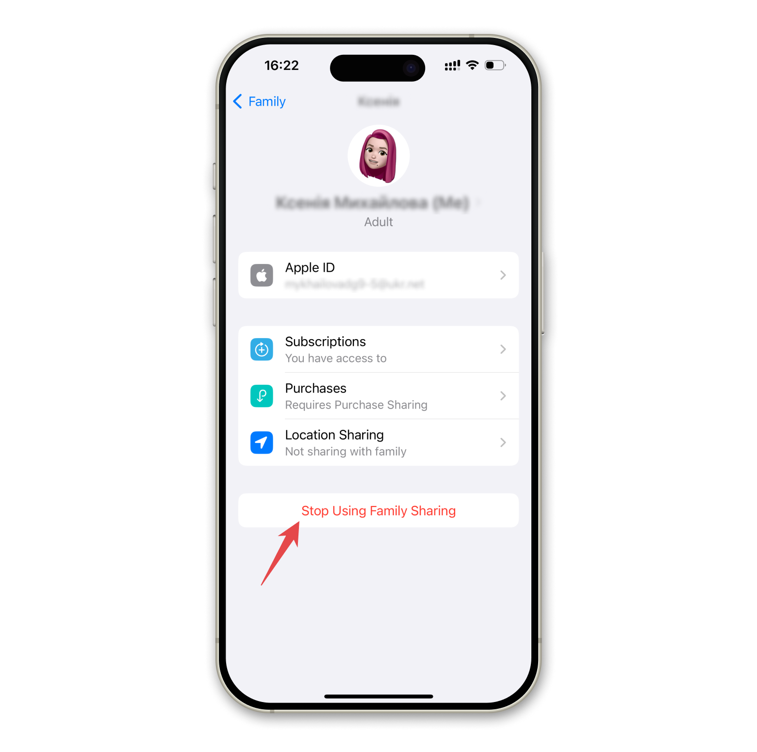 Stop Using Family Sharing on iPhone