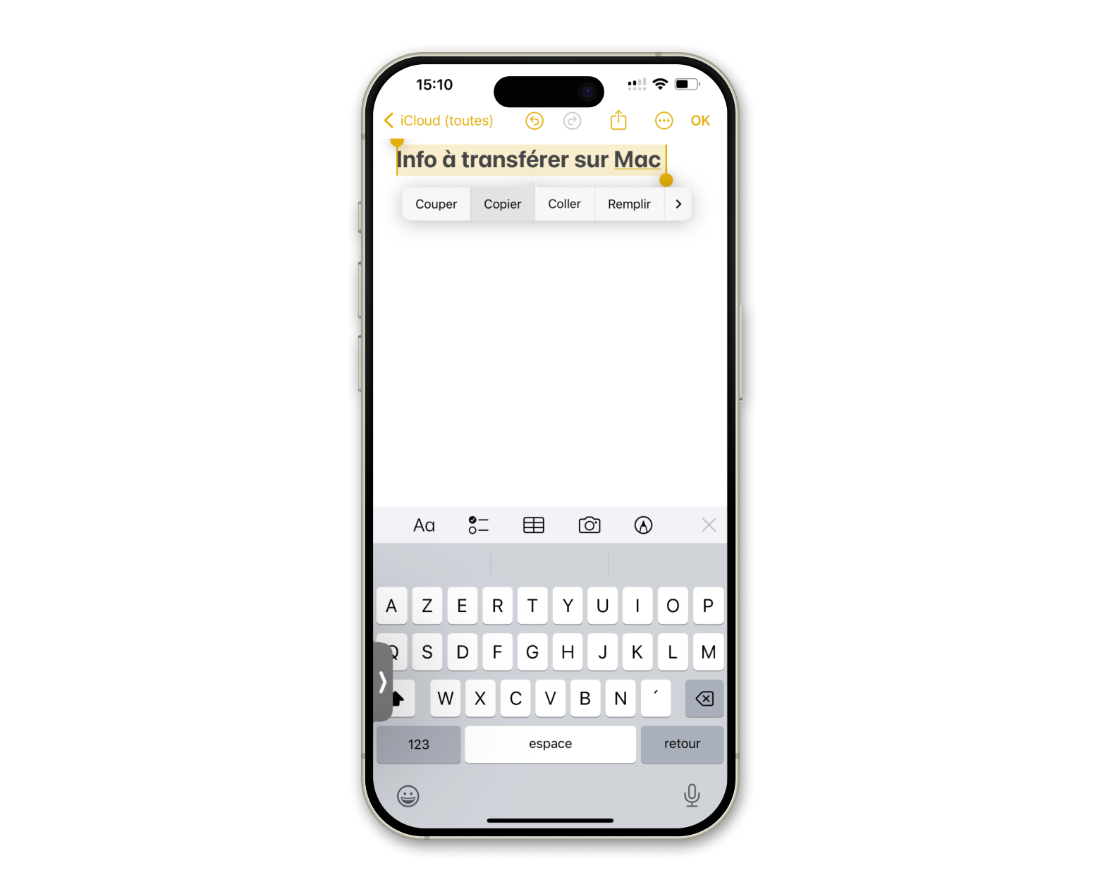iPhone notes app copie