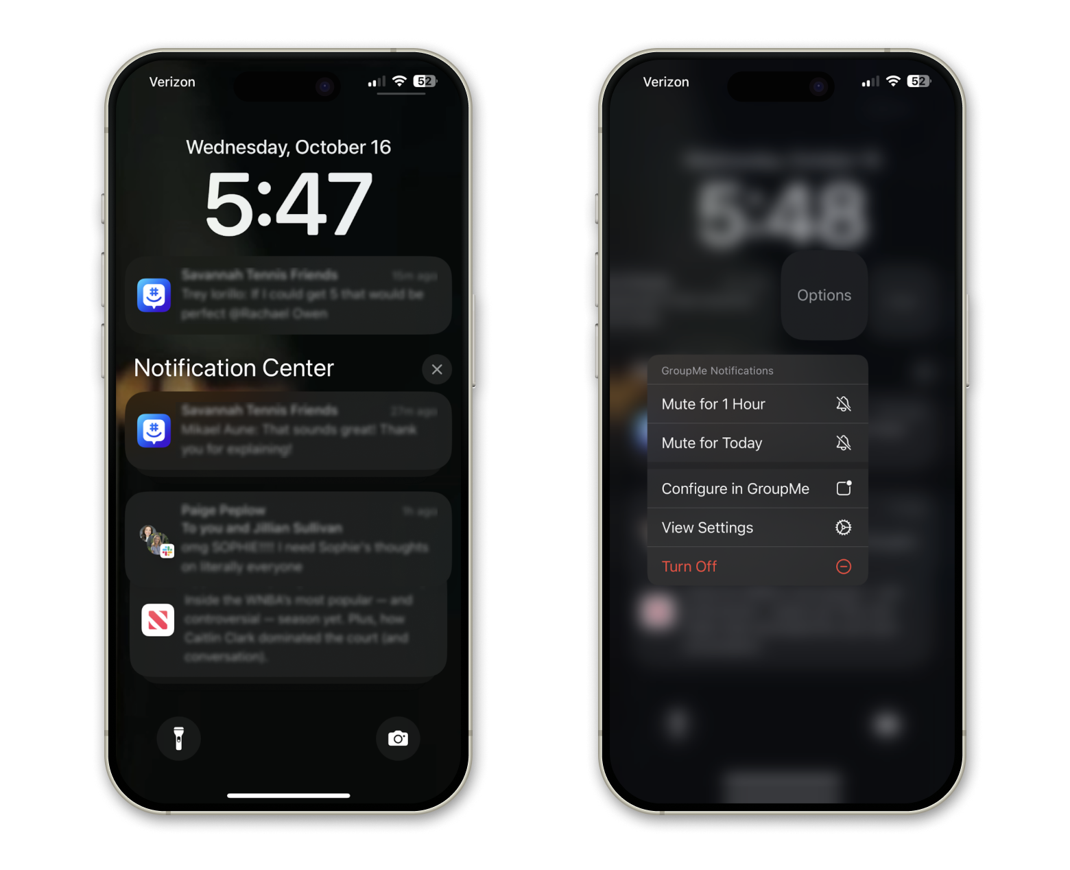 open notifications center on iPhone 