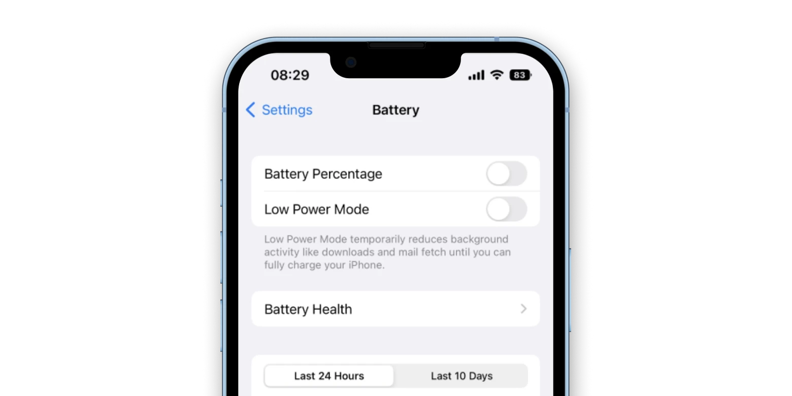 Battery Percentage settings