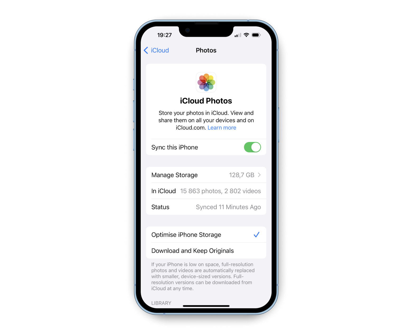 turn off iCloud Photos sync on iPhone