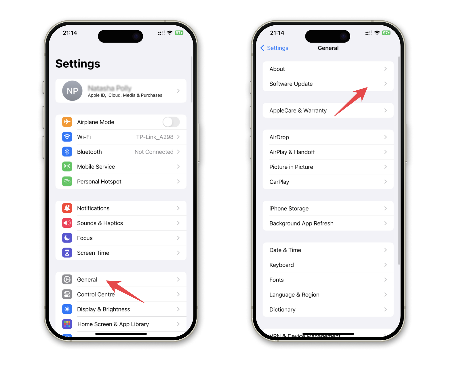 iphone update ios settings