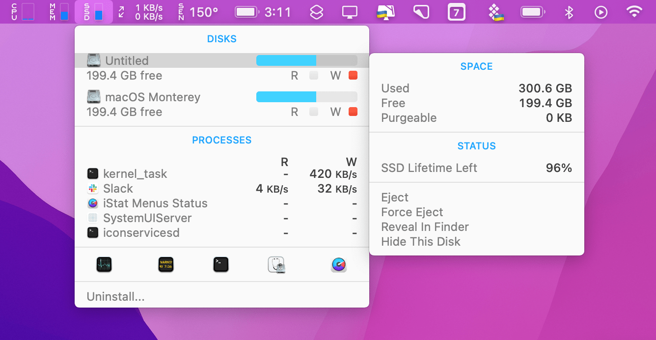 how to show how much space on mac