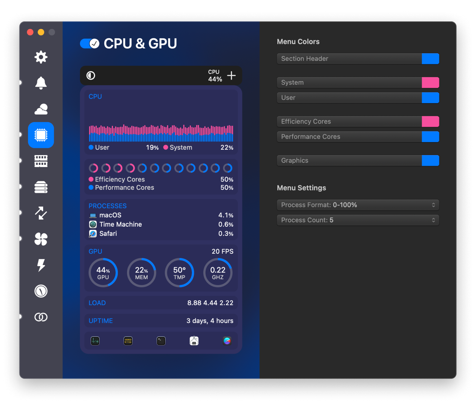 istat menus for cpu usage