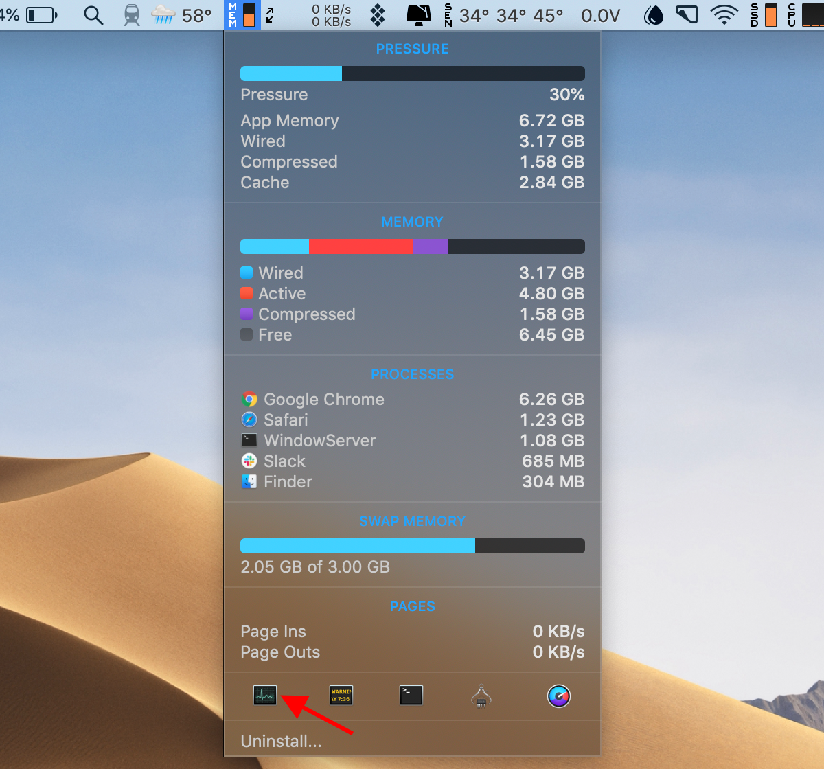 launch Activity Monitor from the iStat Menus