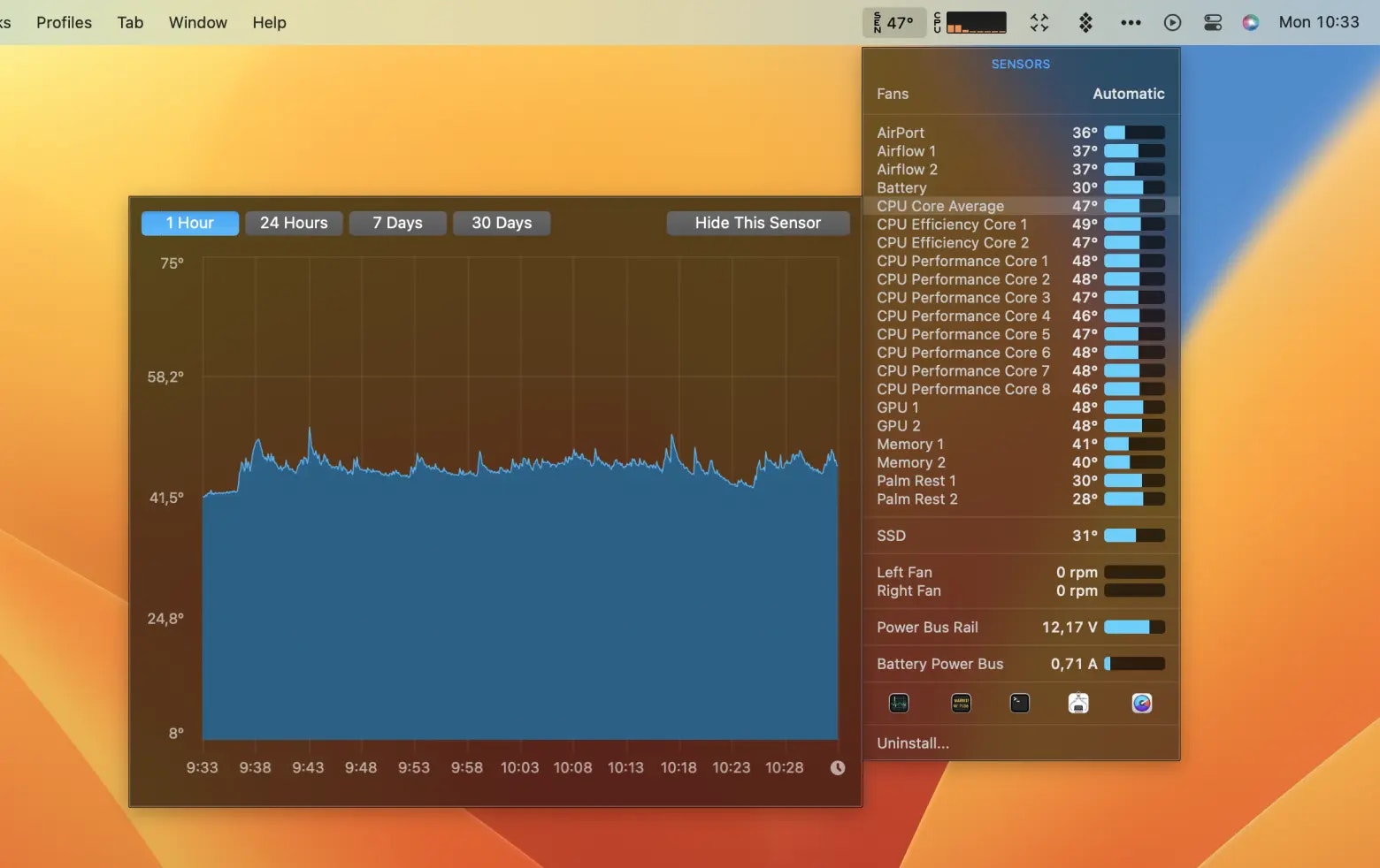 iStat Menus, a macOS temperature monitor