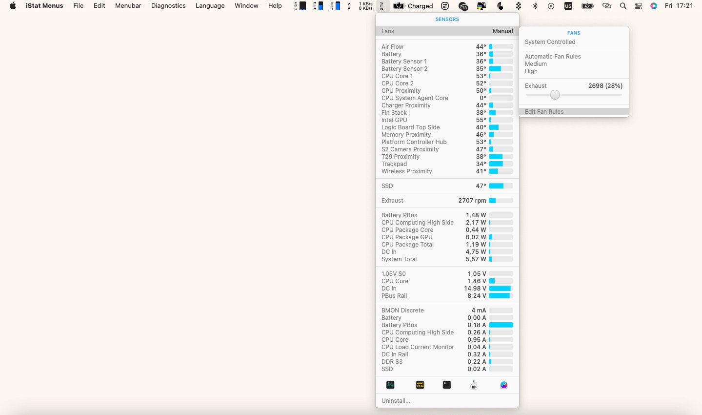 istat menus sensors fans exhaust