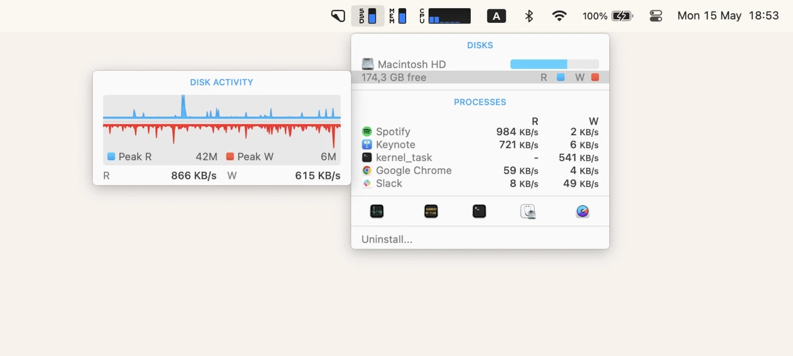 istat menus ssd disk activity