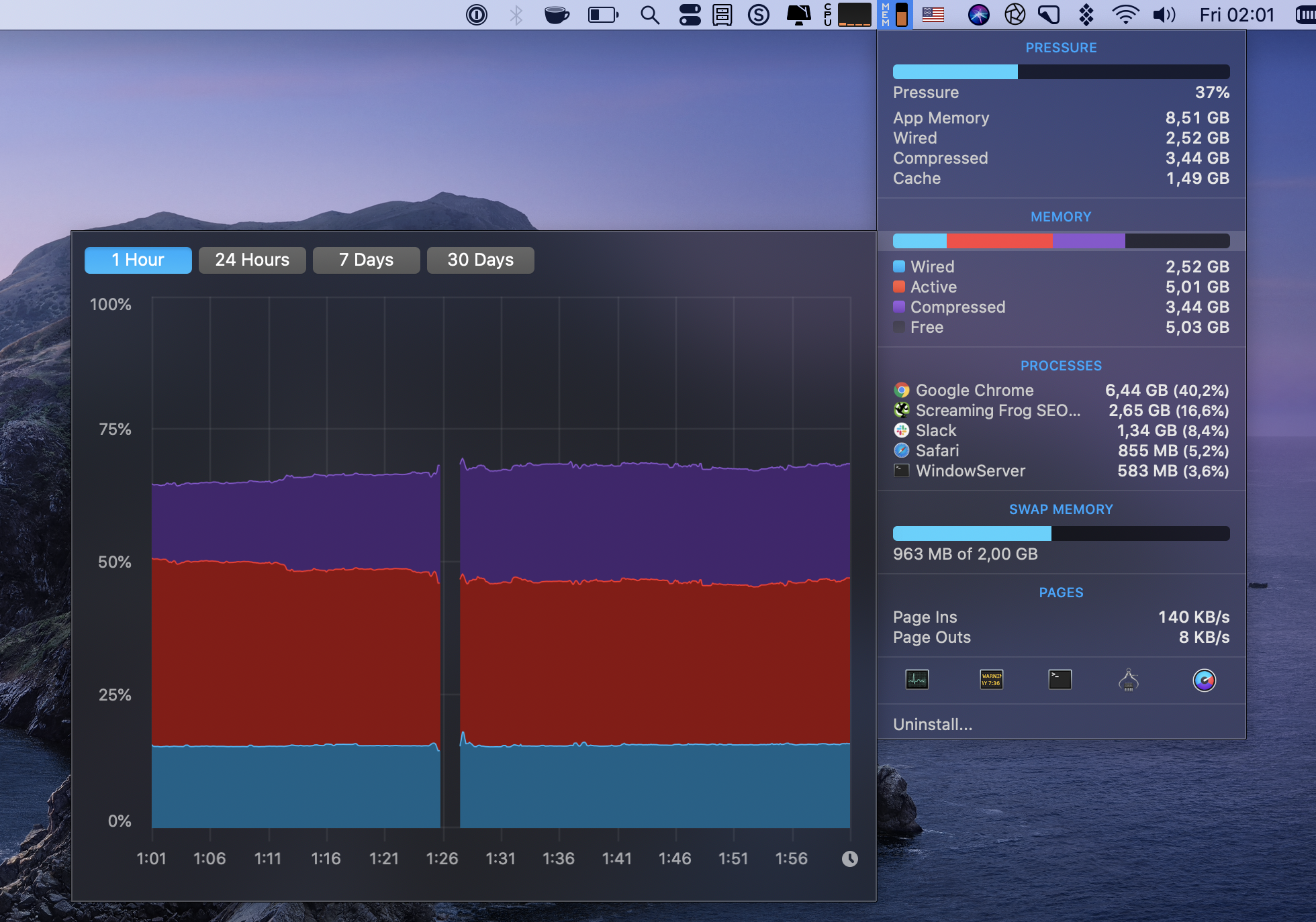 Check memory in iStat Menus monitor