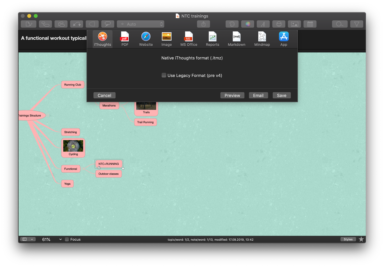 iThoughtsX mind mapping app Mac