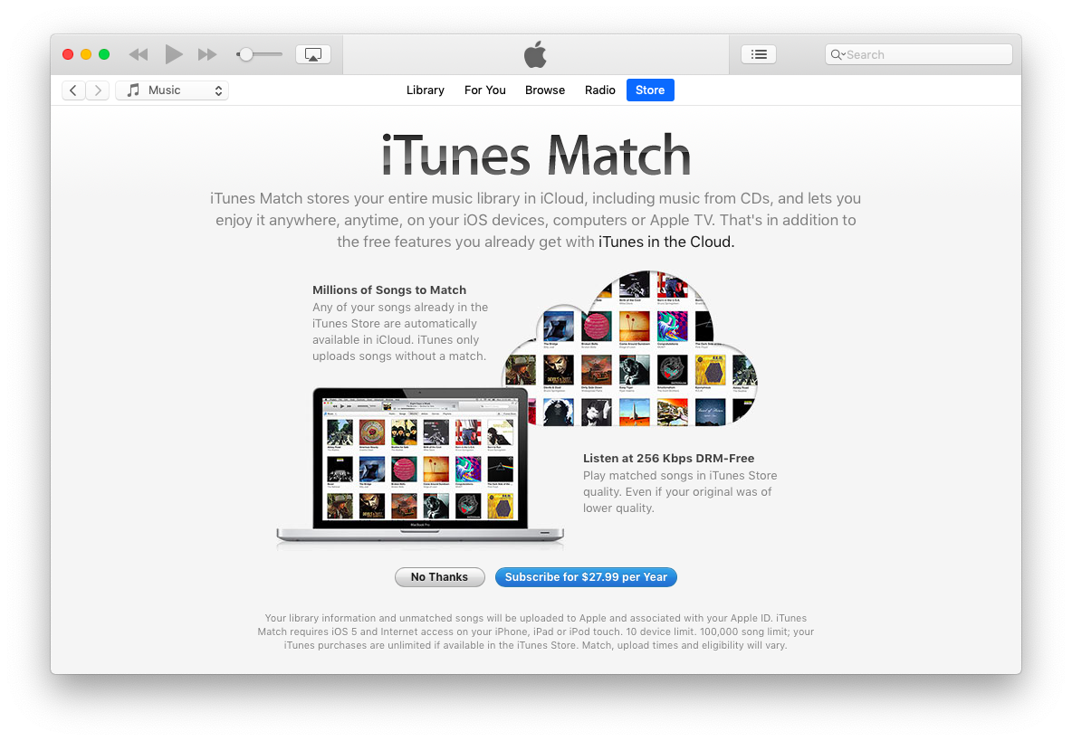 iTunes match subscription