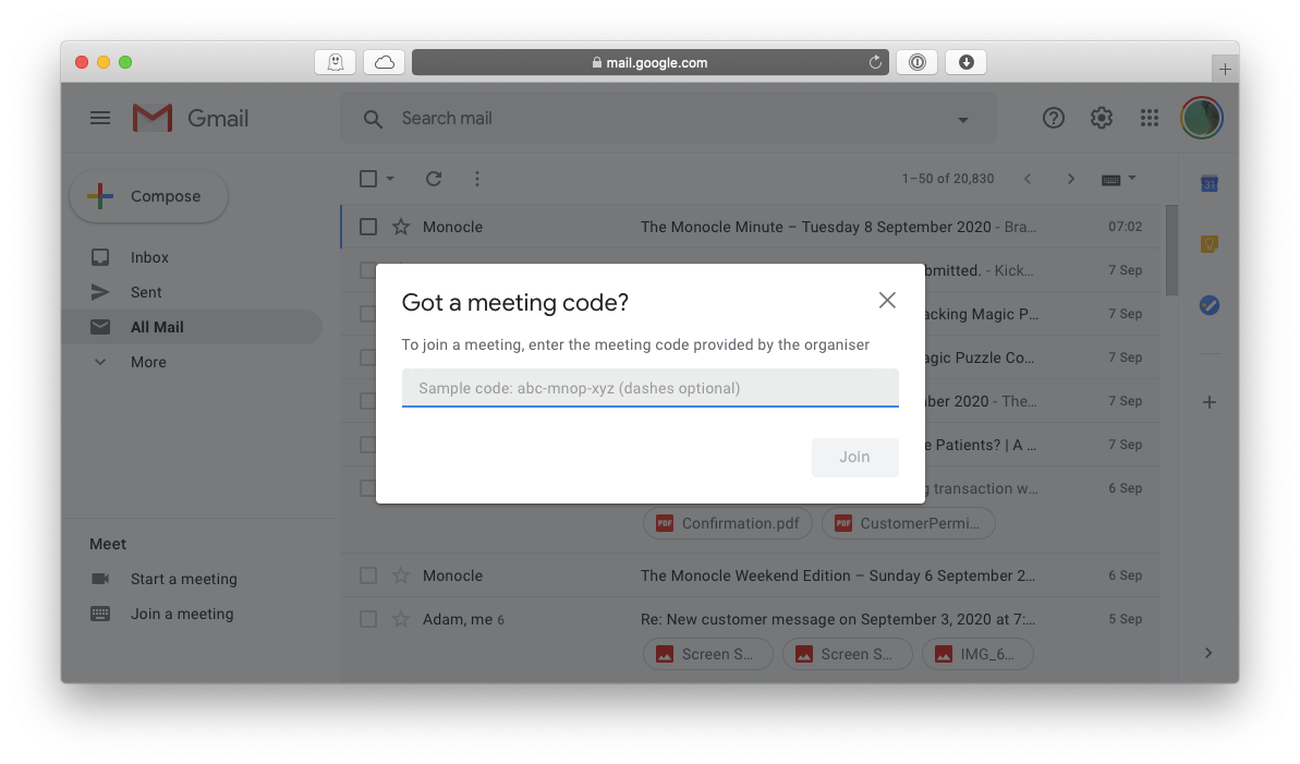 Rejoindre un appel Google Meet sur Mac