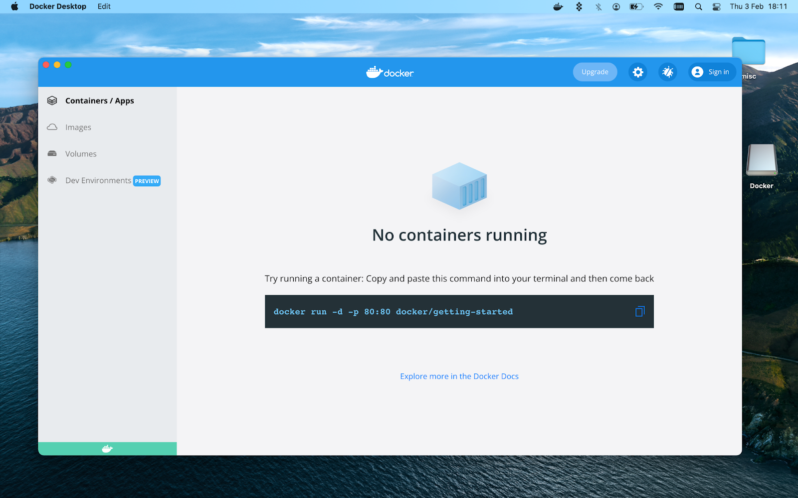 Try running a container