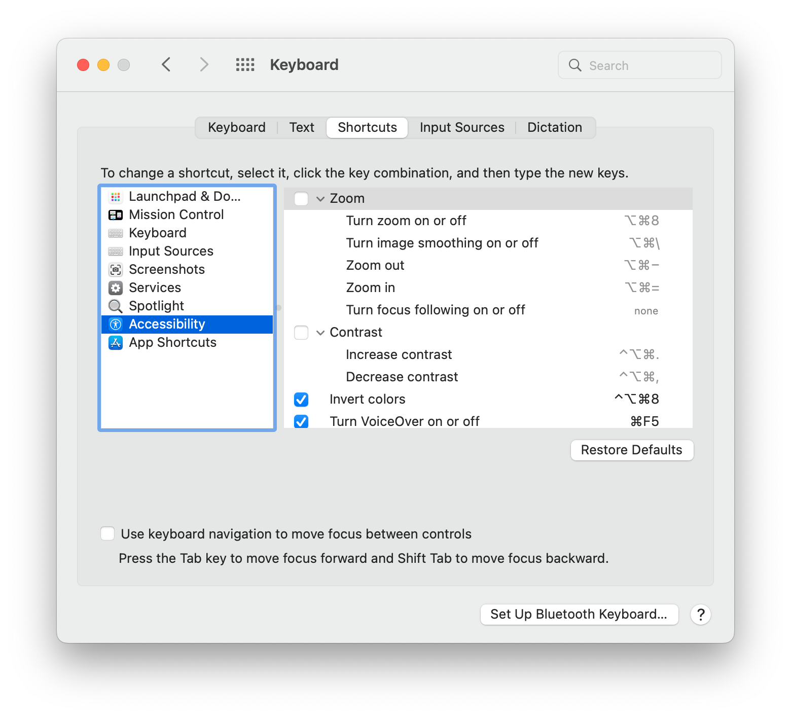 How to Re-Enable the Invert Display Keyboard Shortcut in Mac OS X