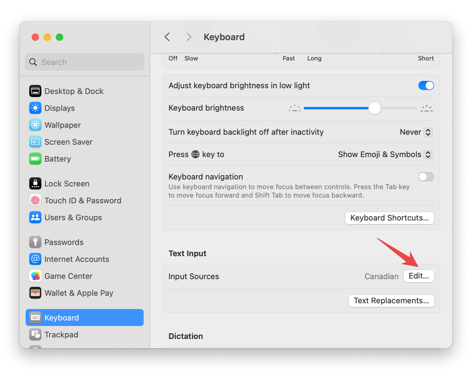 keyboard system settings text input