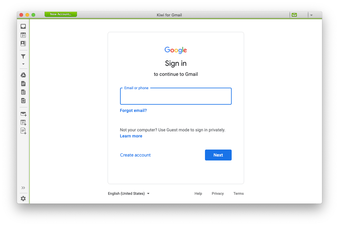 Kiwi Gmail app Mac