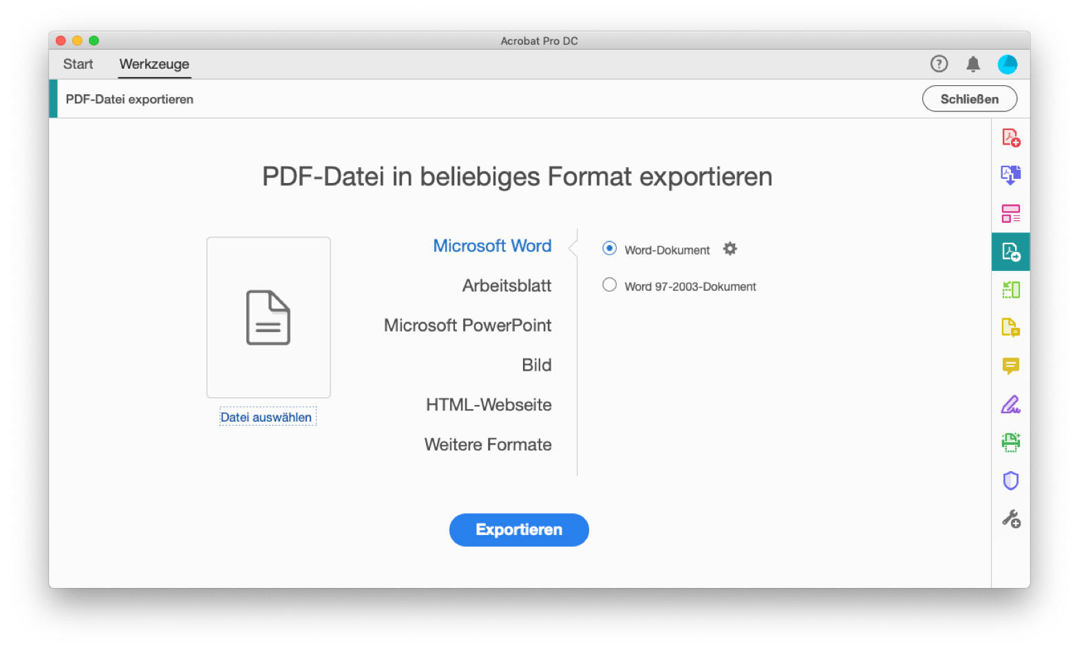 Mit Acrobat Pro PDFs in andere Formate konvertieren