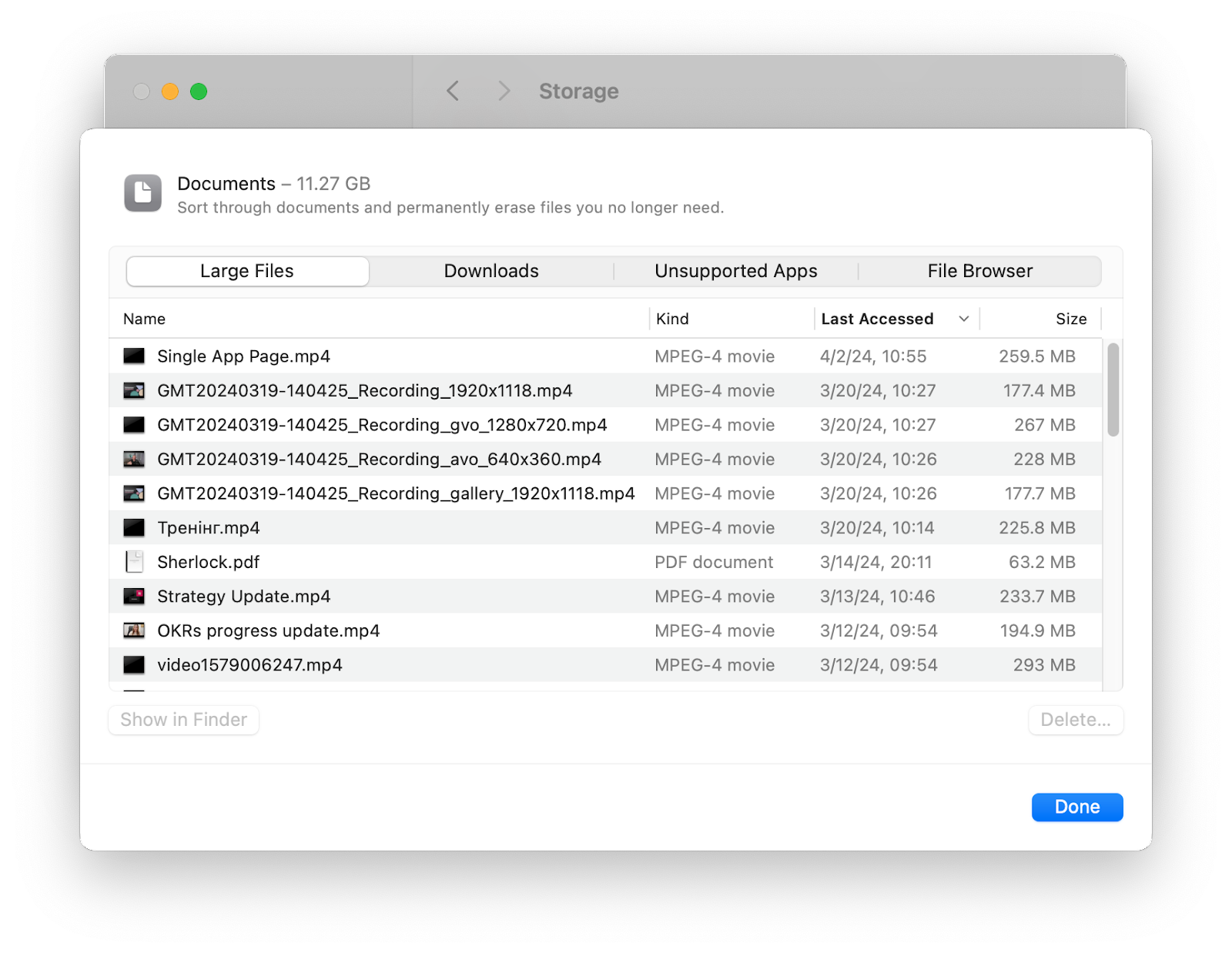 large files on mac