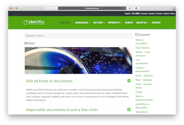 LibreOffice écrivain text édition application mac